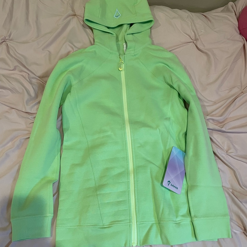 Ivivva sweatshirt with hood - lime green girls size 14 NWT